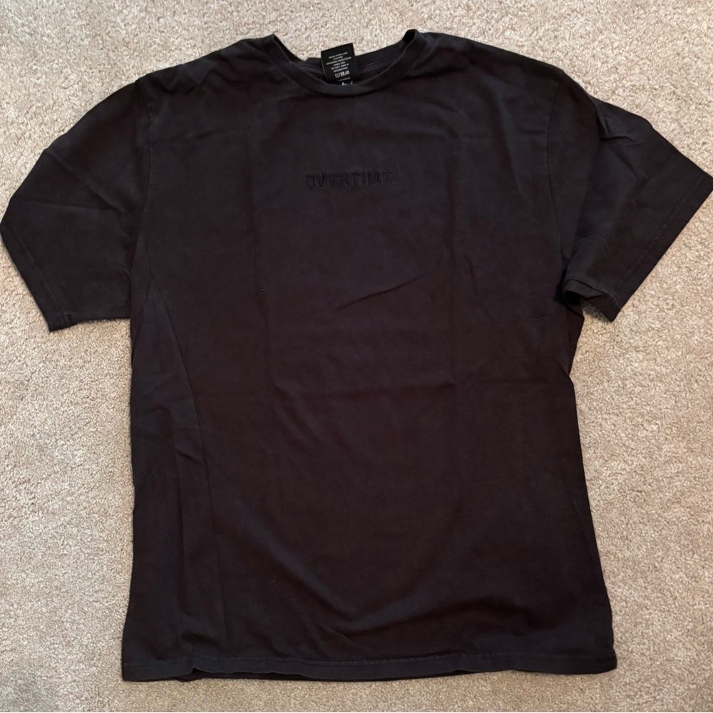 OVERTIME Black T-Shirt with black embroidered logo.  LIMITED EDITION